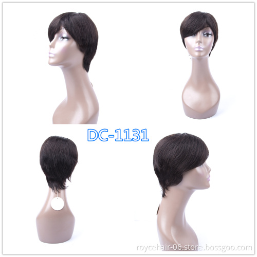 100% Peruvian Virgin Remy Natural Color Short Silky Straight Machine Made Human Hair Flipino Wig for Women